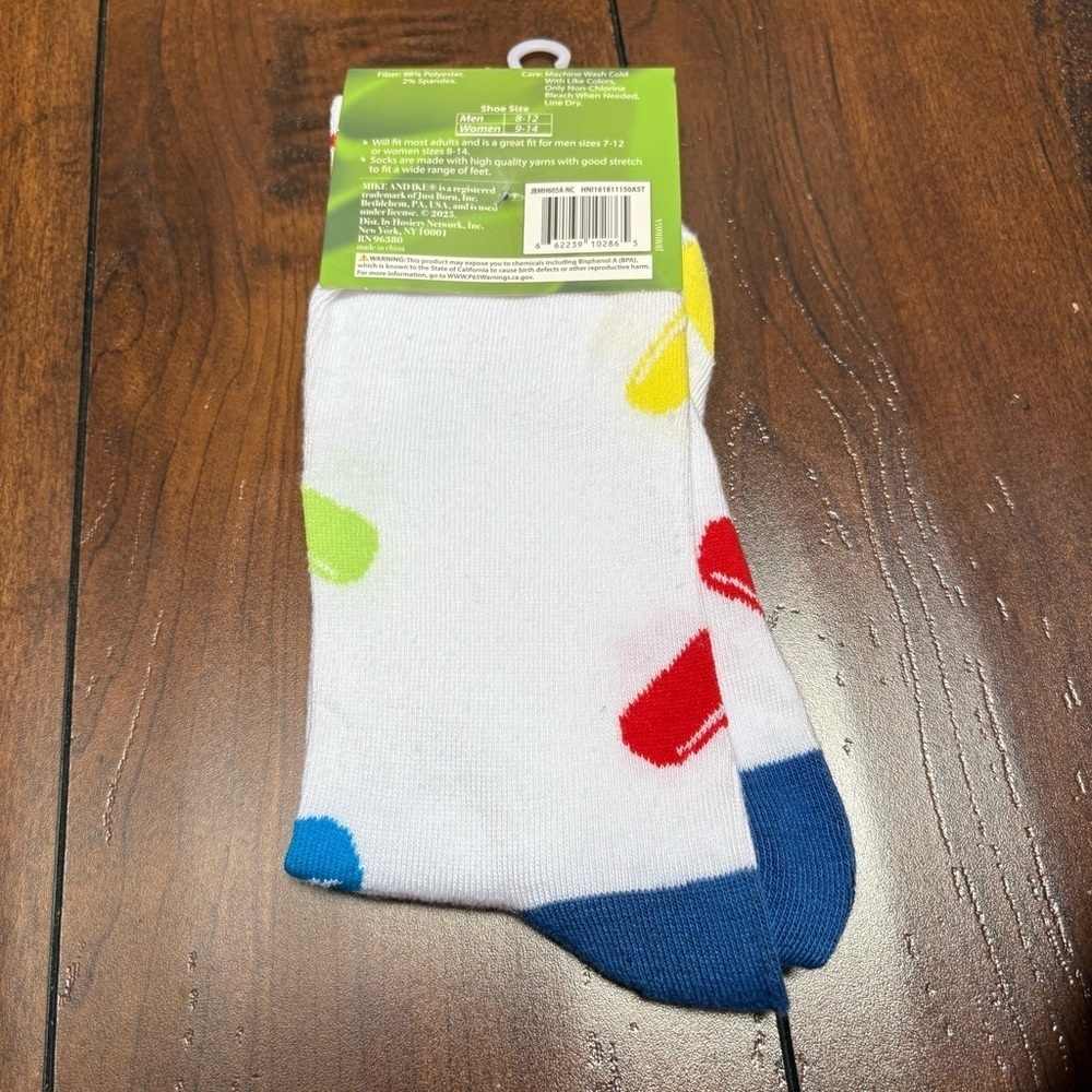 3/$20 Mike and Ike Crazy Food Socks Unisex Men 8–12 Women 9–14 NWT Funny Gift - Picture 3 of 6